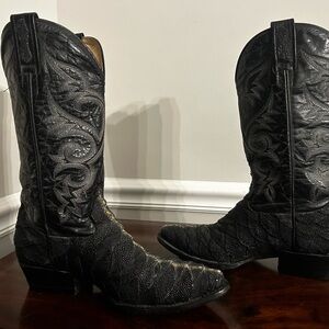 Black Embroidered Cowboy Boots